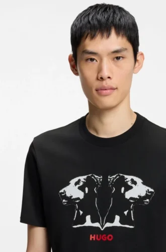 Dobermann-print T-shirt in cotton jersey