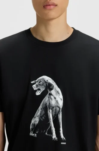 Dog-artwork T-shirt in cotton jersey