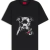 Dog-artwork T-shirt in cotton jersey