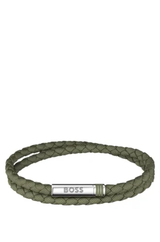 Double-braided green cuff with logo closure