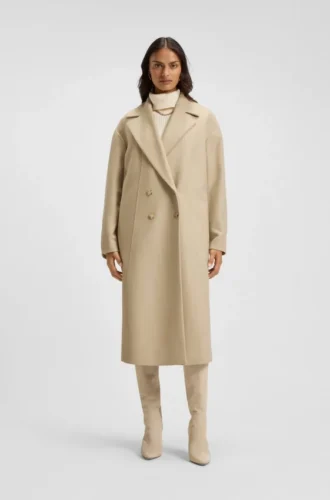 Double-breasted coat in virgin wool and cashmere
