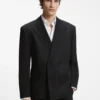 Double-breasted suit jacket in wool-blend twill Double-breasted suit jacket in wool-blend twill