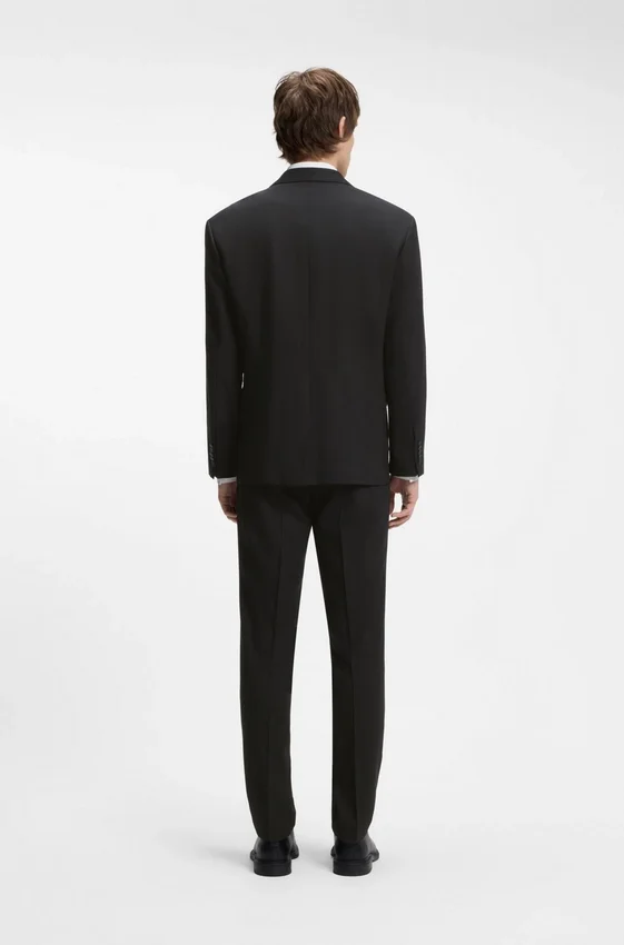 Double-breasted suit jacket in wool-blend twill Double-breasted suit jacket in wool-blend twill