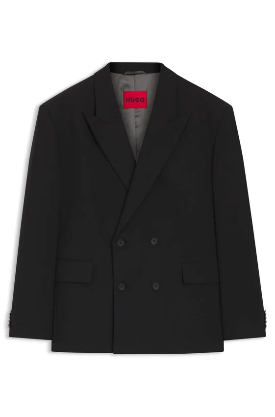 Double-breasted suit jacket in wool-blend twill Double-breasted suit jacket in wool-blend twill