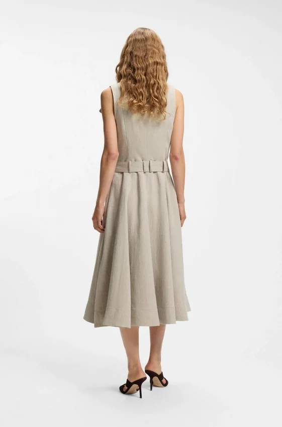 Double-breasted wrap dress in a herringbone linen blend Double-breasted wrap dress in a herringbone linen blend
