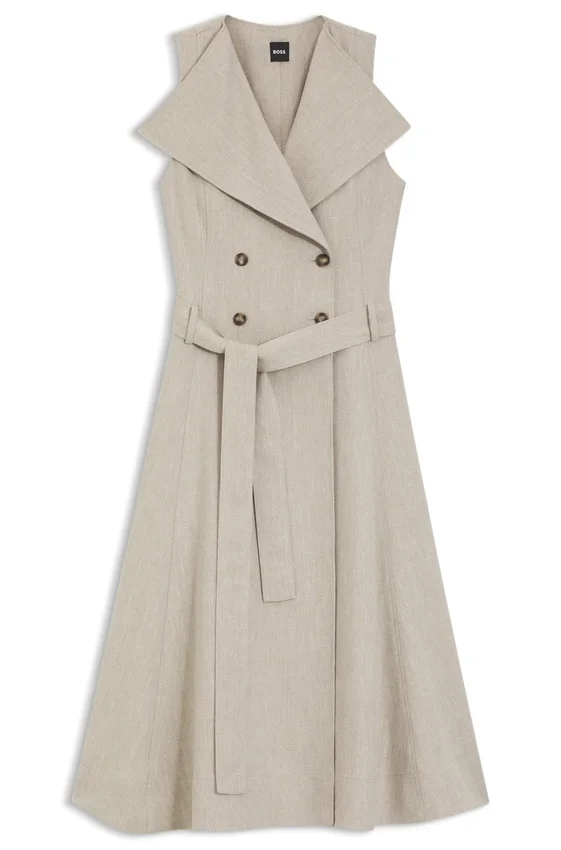 Double-breasted wrap dress in a herringbone linen blend Double-breasted wrap dress in a herringbone linen blend