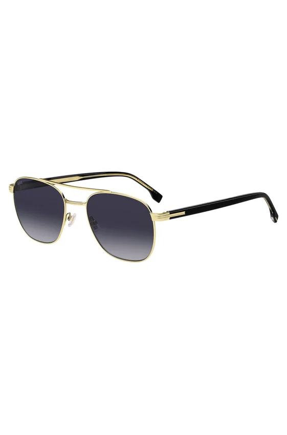 Double-bridge sunglasses in black and gold tones Double-bridge sunglasses in black and gold tones