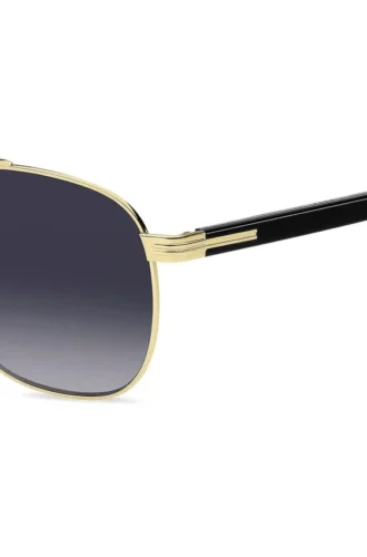 Double-bridge sunglasses in black and gold tones Double-bridge sunglasses in black and gold tones