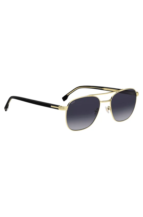 Double-bridge sunglasses in black and gold tones Double-bridge sunglasses in black and gold tones