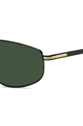 Double-bridge sunglasses in black with gold-tone trims