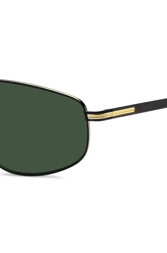 Double-bridge sunglasses in black with gold-tone trims Double-bridge sunglasses in black with gold-tone trims