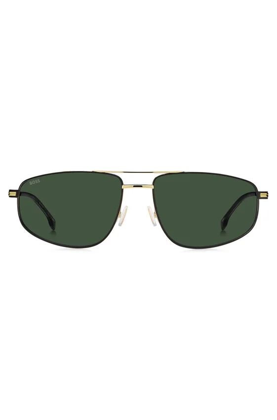 Double-bridge sunglasses in black with gold-tone trims Double-bridge sunglasses in black with gold-tone trims