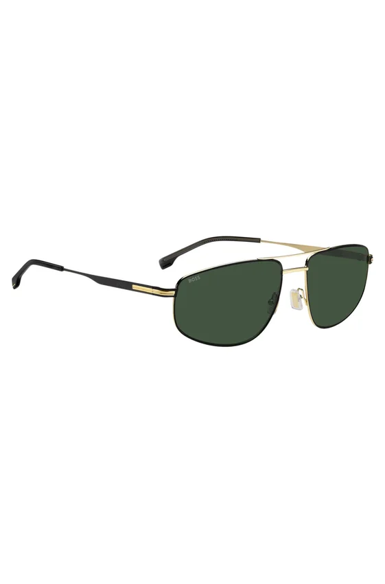 Double-bridge sunglasses in black with gold-tone trims Double-bridge sunglasses in black with gold-tone trims