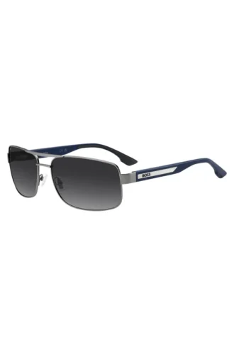 Double-bridge sunglasses with blue temples