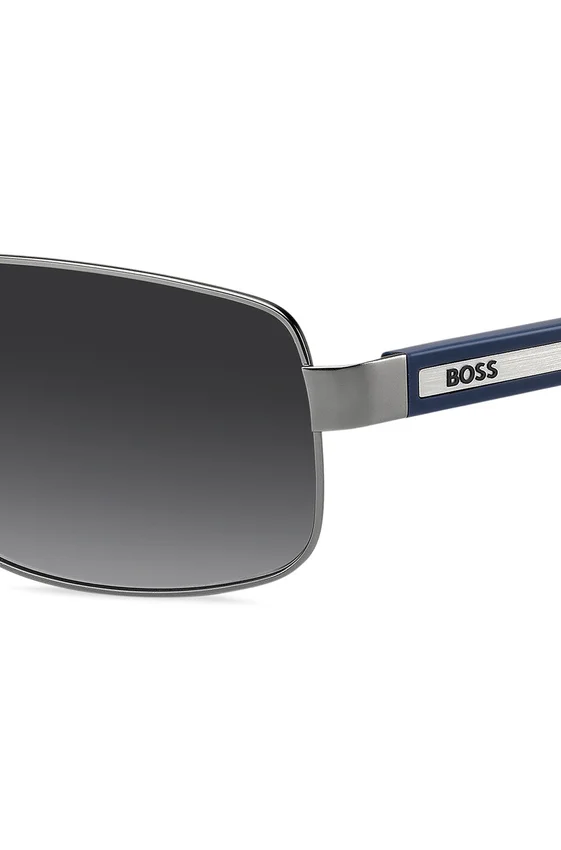 Double-bridge sunglasses with blue temples Double-bridge sunglasses with blue temples