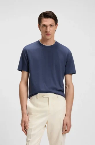 Double-collar T-shirt in cotton and silk