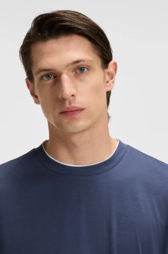 Double-collar T-shirt in cotton and silk