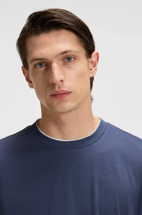 Double-collar T-shirt in cotton and silk Double-collar T-shirt in cotton and silk