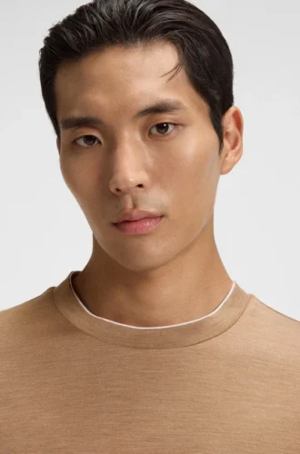 Double-collar T-shirt in cotton and silk