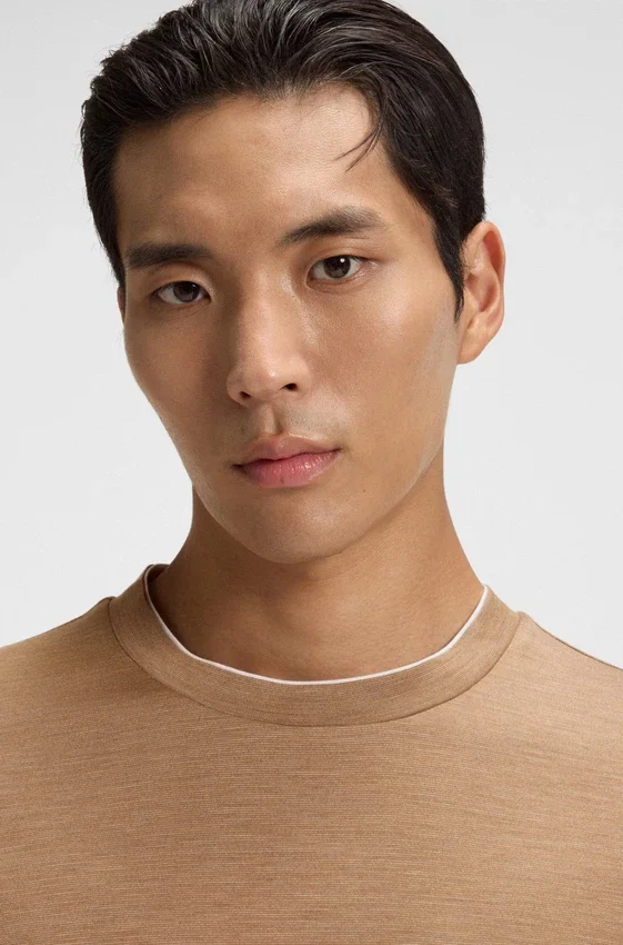 Double-collar T-shirt in cotton and silk Double-collar T-shirt in cotton and silk