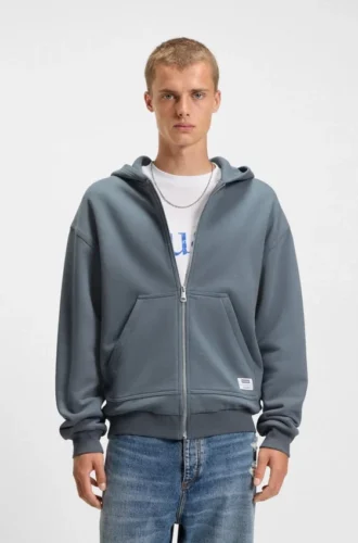 Double-layered zip-up hoodie in a cotton blend