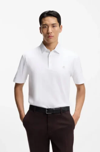 Double-monogram polo shirt in mercerised cotton