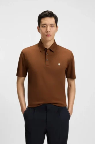 Double-monogram polo shirt in mercerised cotton