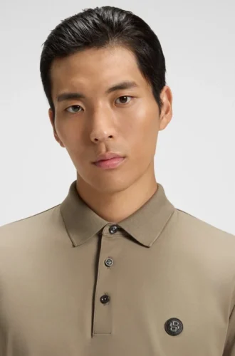 Double-monogram polo shirt in mercerised cotton