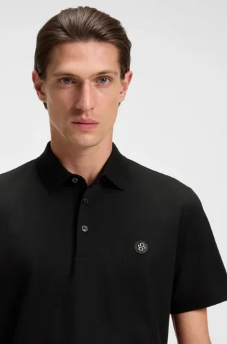 Double-monogram polo shirt in mercerised cotton