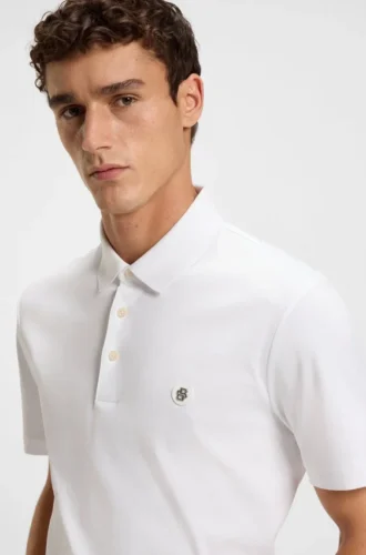 Double-monogram polo shirt in mercerised cotton
