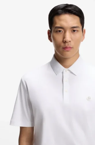 Double-monogram polo shirt in mercerised cotton