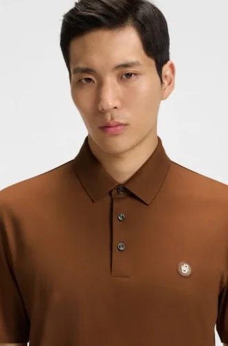 Double-monogram polo shirt in mercerised cotton