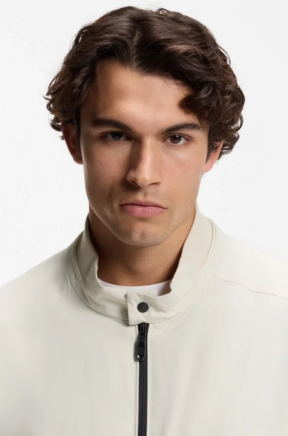 Double-piping blouson jacket with water-repellent finish Double-piping blouson jacket with water-repellent finish