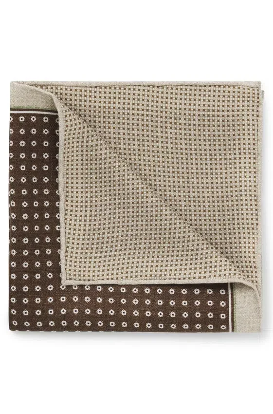 Double-print pocket square in Italian silk Double-print pocket square in Italian silk