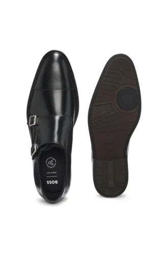 Double-strap monk shoes in leather