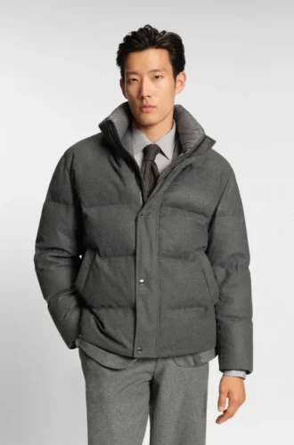 Down-filled jacket in flannel