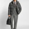 Down-filled jacket in flannel