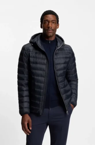 Down-filled jacket with water-repellent finish