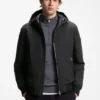 Down-filled jacket with water-repellent finish