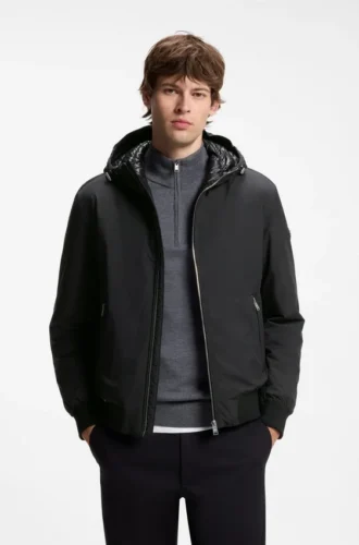 Down-filled jacket with water-repellent finish