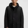 Down-filled jacket with water-repellent finish