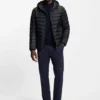 Down-filled jacket with water-repellent finish