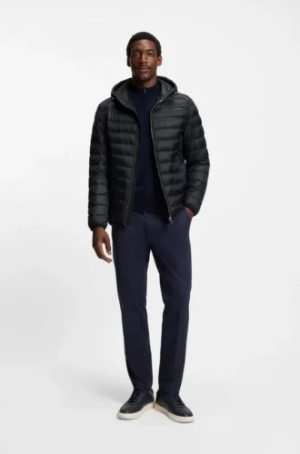 Down-filled jacket with water-repellent finish