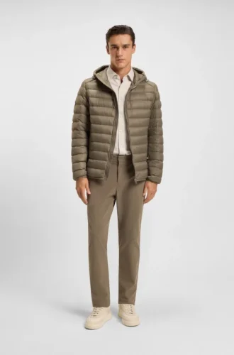Down-filled jacket with water-repellent finish