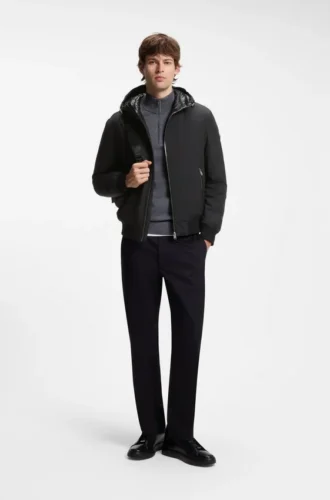Down-filled jacket with water-repellent finish