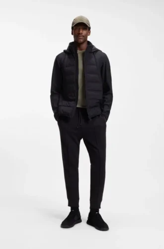 Down-filled jacket with water-repellent finish