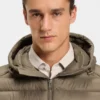 Down-filled jacket with water-repellent finish