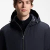 Down-filled jacket with water-repellent finish