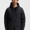 Down-filled parka jacket with water-repellent finish