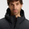 Down-filled parka jacket with water-repellent finish